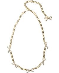 Self-Portrait - Necklace With Bows With Crystals - Lyst