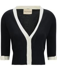 Valentino - Bicolor V-Neck Cardigan - Lyst
