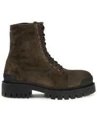 Balenciaga - Combat Strike Waxed Suede Calf Leather Boots - Lyst