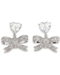 Self-Portrait - Heart-Shaped Crystal Bow Earrings - Lyst