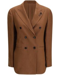 Lardini - Double-Breasted Linen Blazer - Lyst