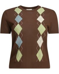 Ganni - "Argyle" Crewneck Sweater - Lyst