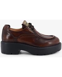 Miu Miu - Leather Lace-Up With Front Lettering Logo - Lyst