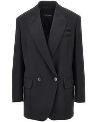 Emporio Armani - Wool-Blend Oversized Double-Breasted Jacket - Lyst