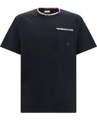 Burberry - Cotton T-Shirt With Check Trims - Lyst