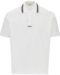 Versace - Cotton Polo Shirt With Greca Motif - Lyst