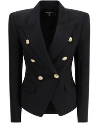 Balmain - 6 Buttons Fitted Grain De Poudre Jacket - Lyst