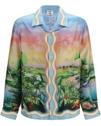 CASABLANCA - Tennis Club Silk Twill Shirt - Lyst