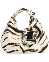 Ganni - Zebra Eco Leather Mini Hobo Bag - Lyst