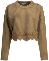 Chloé - Crew-Neck Sweater With Lace - Lyst