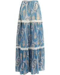 Etro - Silk Crepon Maxi Skirt - Lyst