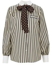 Valentino - Striped Shirt With Silk Bow - Lyst