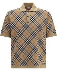 Burberry - Beige Cotton Polo Shirt - Lyst