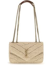 Saint Laurent - Small Raffia Loulou Shoulder Bag - Lyst