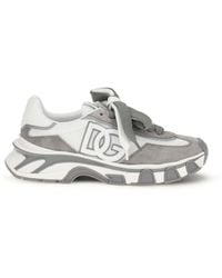 Dolce & Gabbana - Leather And Mesh Sneakers - Lyst