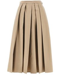 Emporio Armani - Stretch Poplin Pleated Midi Skirt - Lyst
