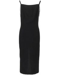Pinko - Midi Dress With Jewelled Shoulders - Lyst