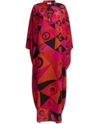 PUCCI - Occhi Fuchsia Silk Caftan Dress - Lyst
