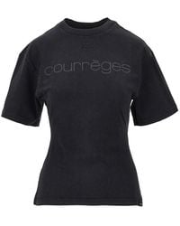 Courreges - Logo Print Fitted T-Shirt - Lyst