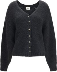 KHAITE - Axel V-Neck Cardigan Charcoal - Lyst
