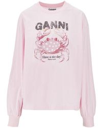 Ganni - Jersey T-Shirt With 'Crab' Print - Lyst