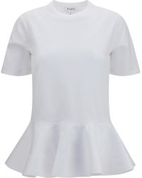 Alaïa - Alaïa Cotton Jersey Crinoline T-Shirt - Lyst