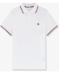 Moncler - Cotton Polo Shirt With Logo Patch - Lyst