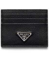 Prada - Leather Card Holder With Logo Triangle - Lyst