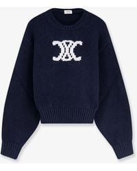 Celine - Triomphe Cotton Blend Sweater - Lyst