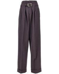 The Attico - Gabardine Pants With Belt - Lyst