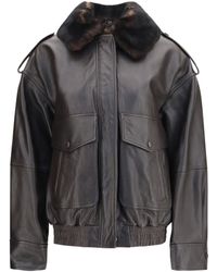 Loulou de Saison - Russo Leather Bomber Coffee/Dark - Lyst