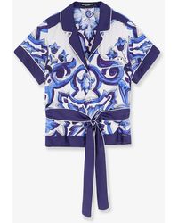 Dolce & Gabbana - Dolce & Gabbana Silk Shirt With Maiolica Print - Lyst