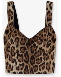 Dolce & Gabbana - Dolce & Gabbana Cotton Blend Top With Animal Print - Lyst