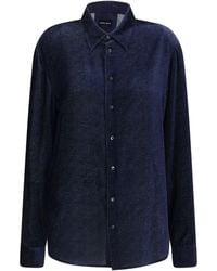 Giorgio Armani - Silk Blend Devoré Velvet Twill Shirt - Lyst