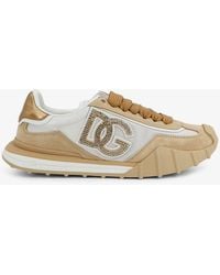 Dolce & Gabbana - Dolce & Gabbana Nylon And Suede Sneakers With Rhinestone Dg Logo - Lyst