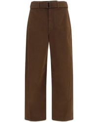 Lemaire - Heavy Dyed Twill Belted Pants Ristretto - Lyst