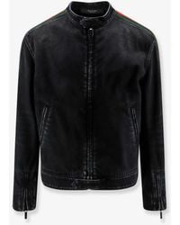 Gucci - Denim Jacket With Web Detail - Lyst