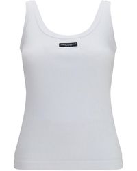 Dolce & Gabbana - Dolce & Gabbana Ribbed Logo Tank Top - Lyst