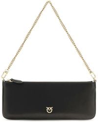 Pinko - Horizontal Flat Leather Wallet Nero-Antique - Lyst