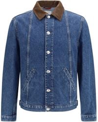 Brunello Cucinelli - Denim Jacket With Suede Collar Medium - Lyst