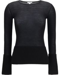 Alaïa - Alaïa Merino Wool Crewneck Top Noir - Lyst