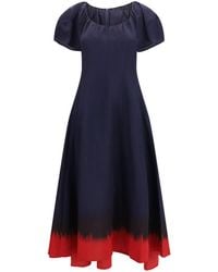 Tory Burch - Midi Dress With Balloon Sleeves - Lyst