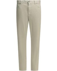 ZEGNA - Roccia Linen Cotton Lycra Cotton Calf Leather Straight Leg Jeans - Lyst
