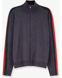 Gucci - Wool Cardigan With Web Stripe - Lyst