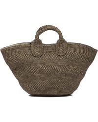 IBELIV - Somadark Tea Raffia Leather Handbag - Lyst
