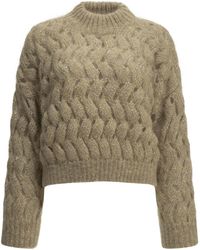 Brunello Cucinelli - "Dazzling Zigzag Cables" Crew-Neck Sweater - Lyst