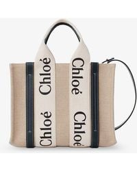 Chloé - Woody Linen Canvas And Leather Crossbody Bag - Lyst
