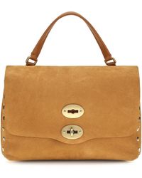 Zanellato - Postina Jones Suede Top Handle Bag Brandy - Lyst
