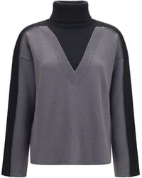MM6 by Maison Margiela - Two-Tone High-Neck Sweater-Dark - Lyst