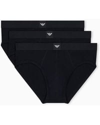 EA BODYWEAR - Stretch Cotton 3-Pack Brief - Lyst